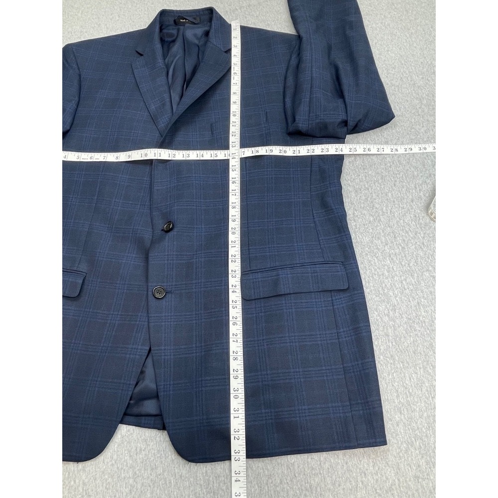 Lauren Ralph Lauren Blazer Mens 46L Blue Plaid Notch Lapel 2 Button Jacket - Picture 8 of 10